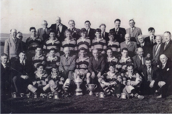 Undated copy of a photograph of a Llangwm Pembroke Rugby team